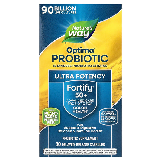 Nature's Way, Optima® Probiotic, Fortify® 50+ , 90 Billion CFU, 30 Delayed-Release Capsules