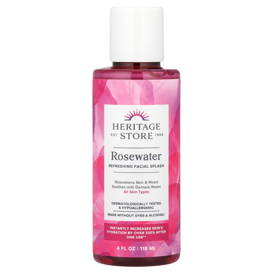 Heritage Store, Rosewater Refreshing Facial Splash, 4 fl oz (118 ml)