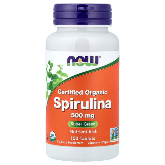 NOW Foods, Certified Organic Spirulina, 500 mg, 100 Tablets