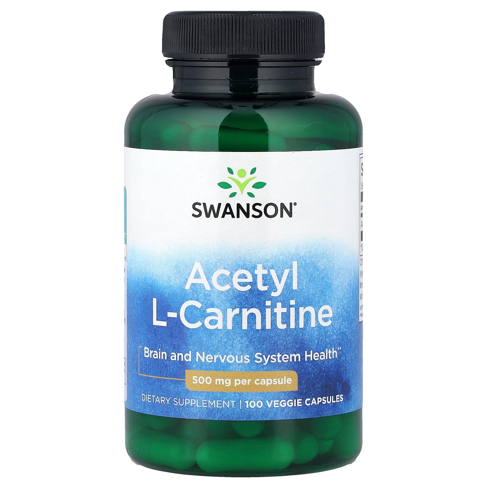 Swanson, Acetyl L-Carnitine, 500 mg, 100 Veggie Capsules