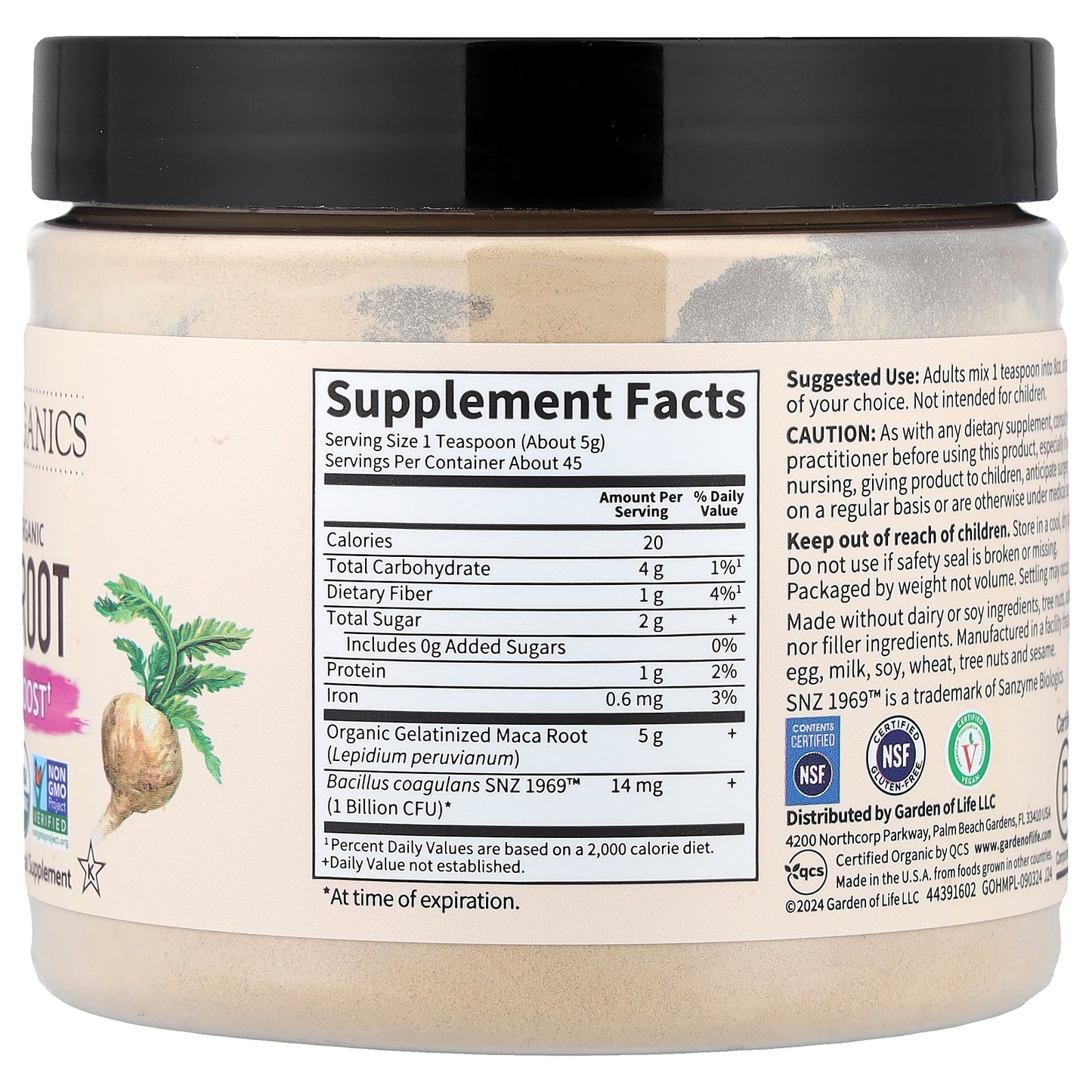 Garden of Life, Organics, Fair Trade Organic Maca Root, Energy Boost, 7.93 oz (225 g)