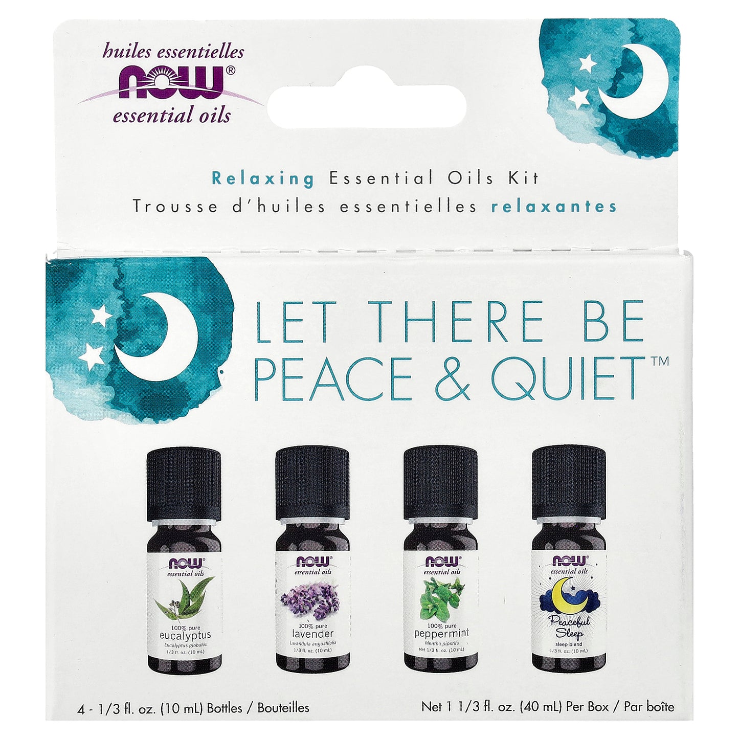 NOW Foods, Let There Be Peace & Quiet™, Relaxing Essential Oils Kit, 4 Bottles, 1/3 fl oz (10 ml) Each