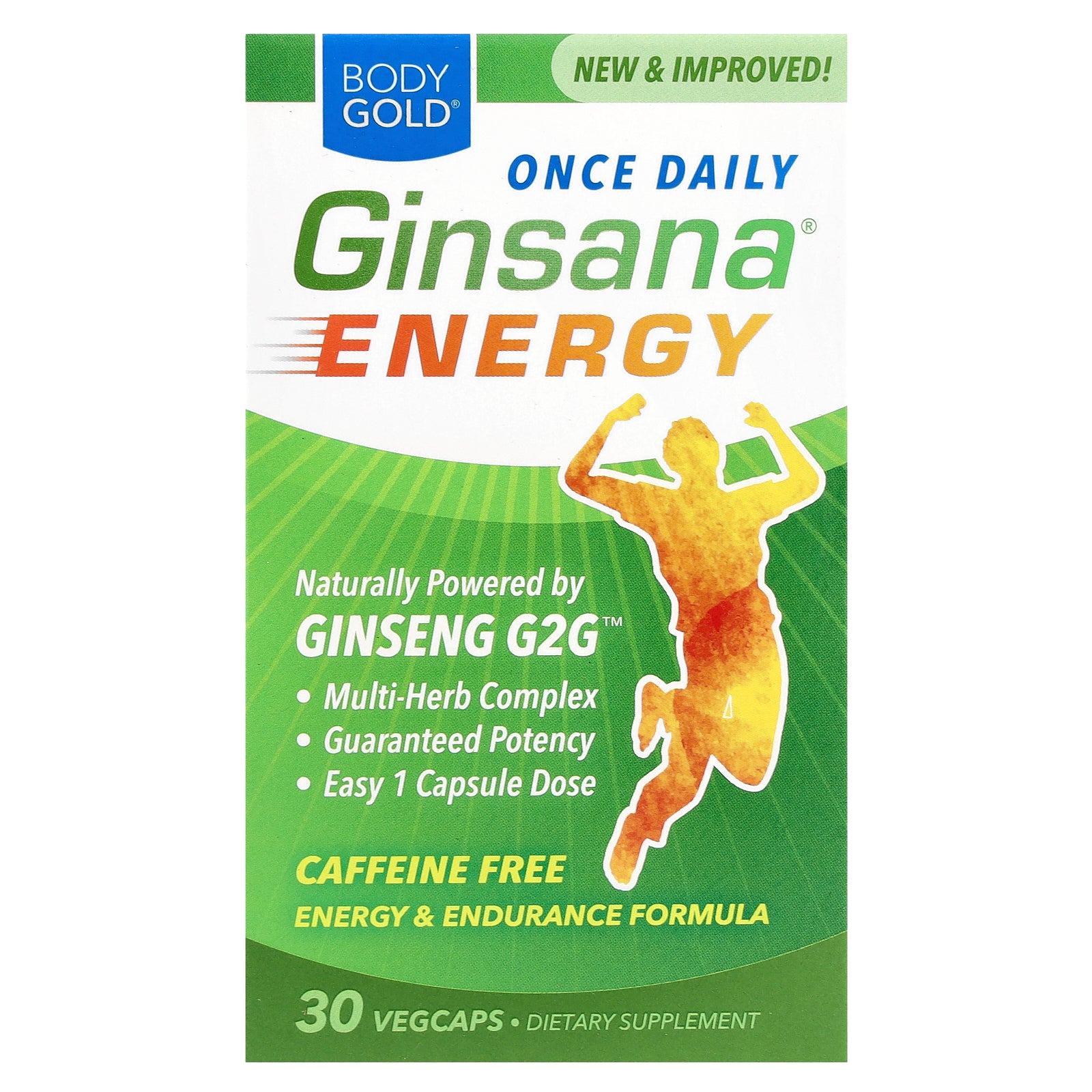 BodyGold, Ginsana® Energy, Caffeine Free, 30 VegCaps