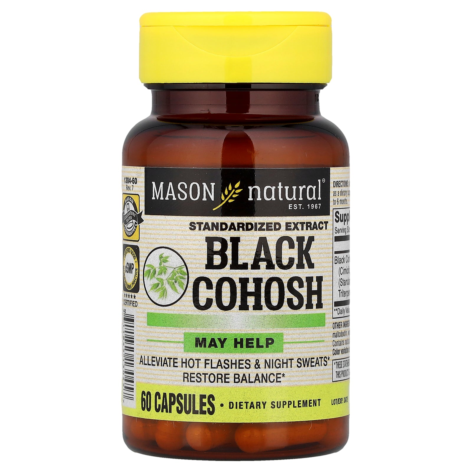 Mason Natural, Black Cohosh, Standardized Extract, 60 Capsules (40 mg per Capsule)