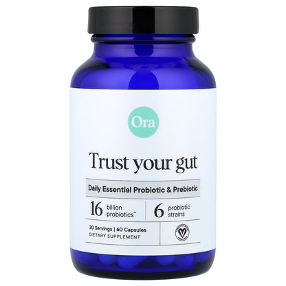 Ora, Trust Your Gut, Daily Essential Probiotic & Prebiotic, 60 Capsules
