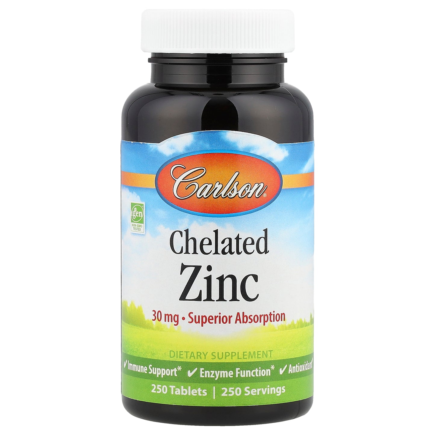 Carlson, Chelated Zinc, 30 mg, 250 Tablets