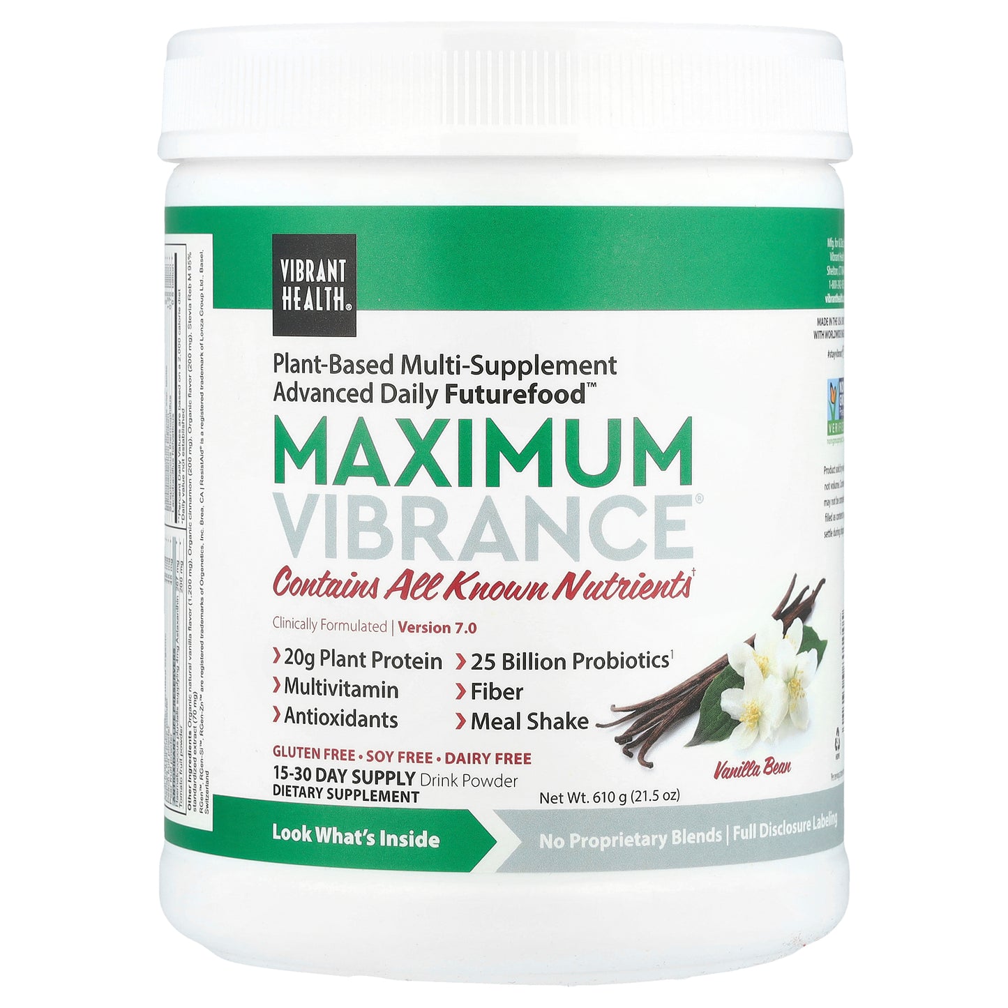 Vibrant Health, Maximum Vibrance®, Version 7.0, Vanilla Bean, 21.5 oz (610 g)