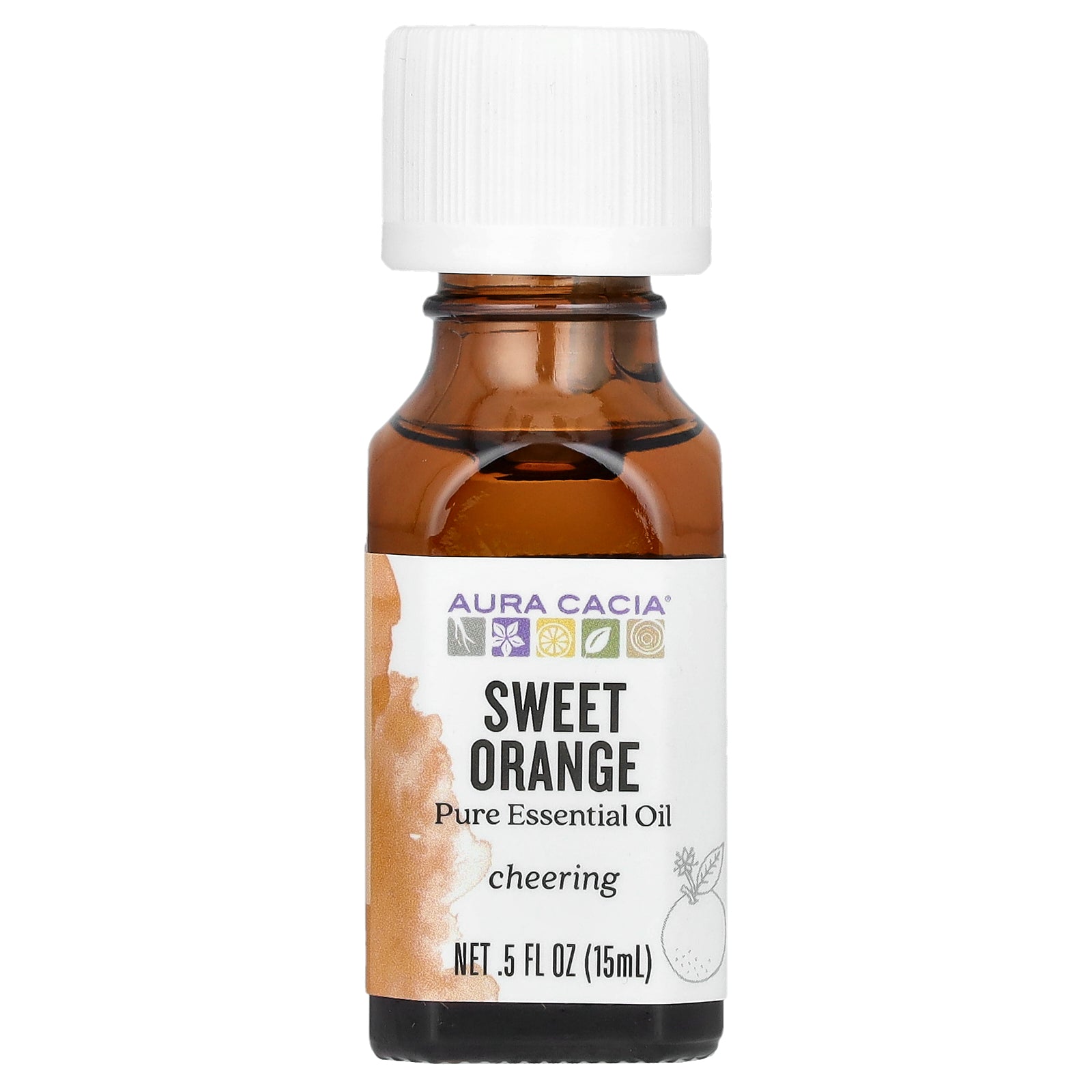 Aura Cacia, Pure Essential Oil, Sweet Orange, 0.5 fl oz (15 ml)