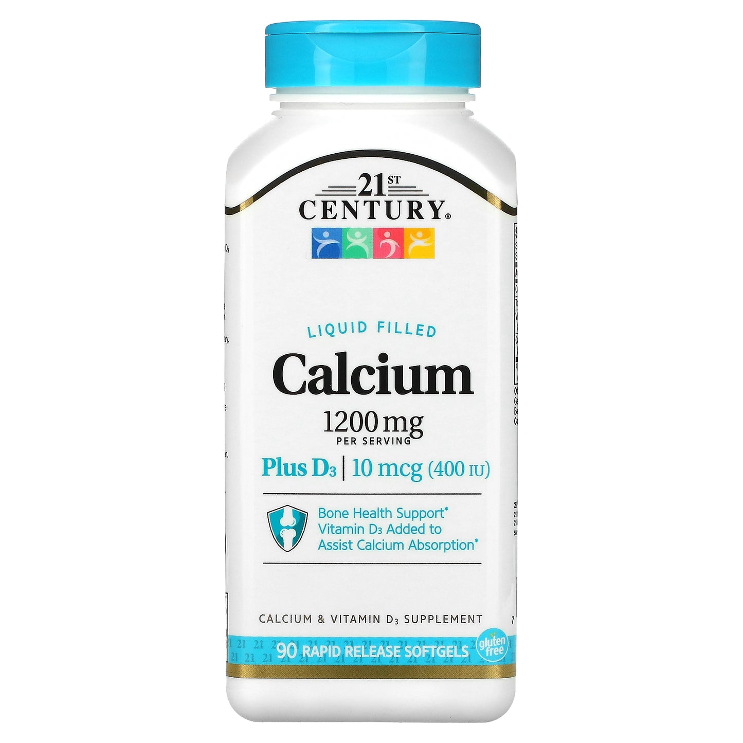 21st Century, Liquid Filled Calcium Plus D3, 1,200 mg, 90 Rapid Release Softgels (600 mg per Softgel)