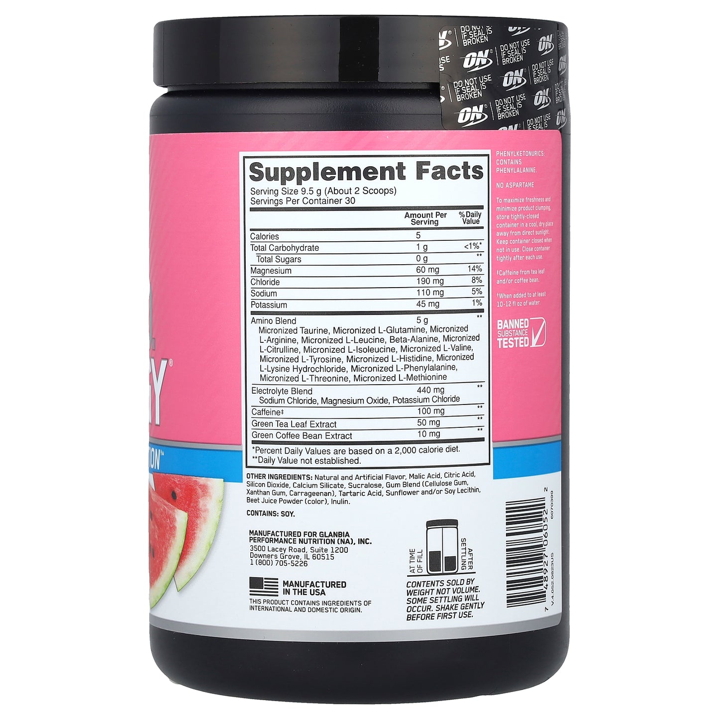 Optimum Nutrition, Essential Amin.O. Energy®, Watermelon Splash, 10.05 oz (285 g)