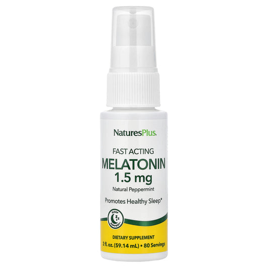 NaturesPlus, Fast Acting Melatonin, Natural Peppermint, 2 fl oz (59.14 ml)