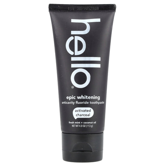 Hello, Epic Whitening, Anticavity Fluoride Toothpaste, Activated Charcoal, Fresh Mint + Coconut Oil, 4 oz (113 g)