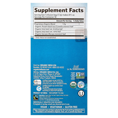 Organic India, Tulsi Breakfast Tea, 18 Infusion Bags, 1.08 oz (30.6 g)