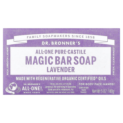 Dr. Bronner's, All-One Pure-Castile Magic Bar Soap, Lavender, 5 oz (140 g)