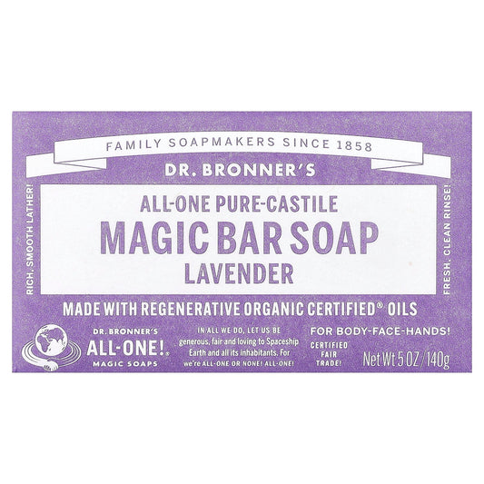 Dr. Bronner's, All-One Pure-Castile Magic Bar Soap, Lavender, 5 oz (140 g)