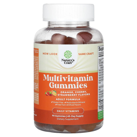 Nature's Craft, Multivitamin Gummies, Orange, Cherry, Strawberry, 90 Gummies