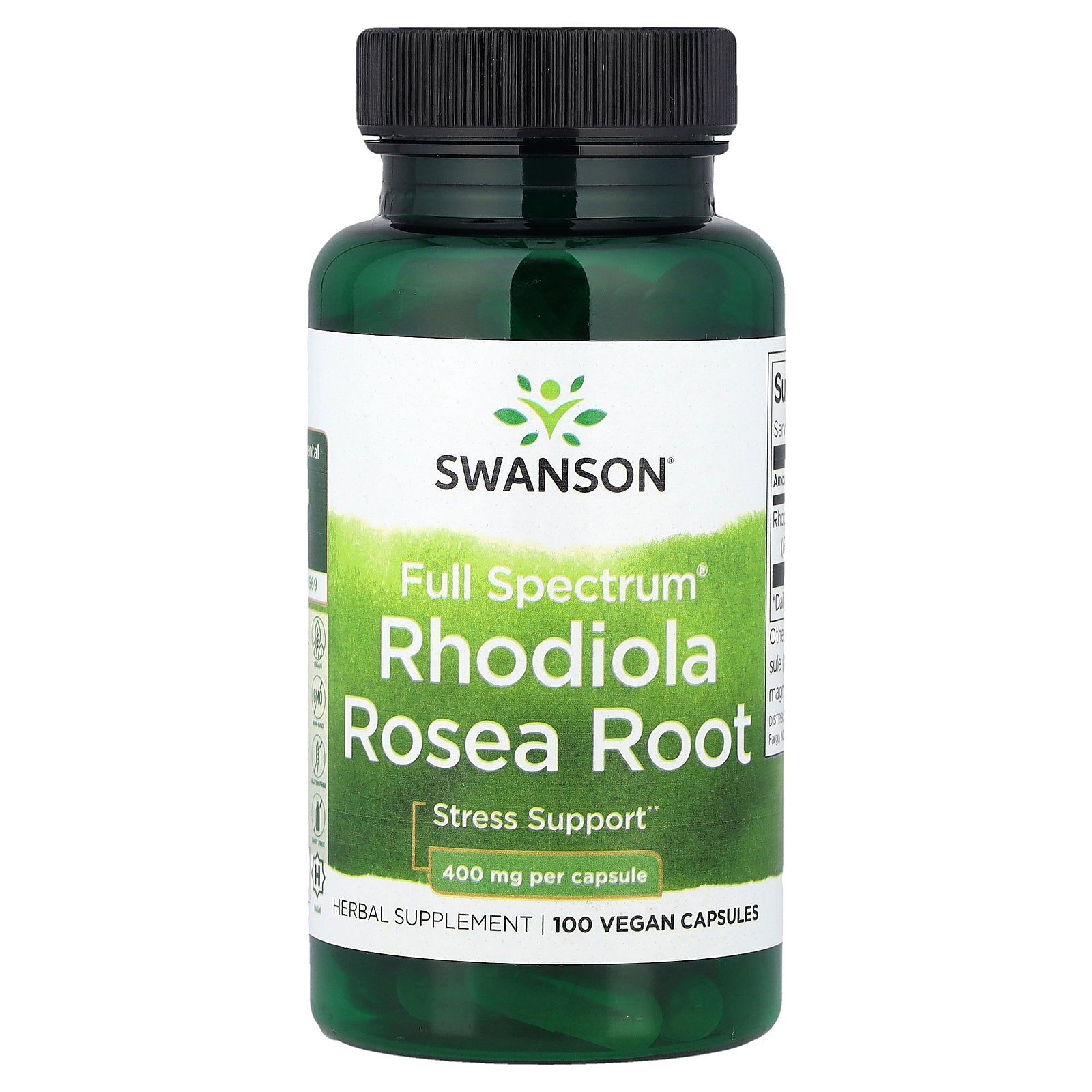 Swanson, Full Spectrum® Rhodiola Rosea Root, 400 mg, 100 Vegan Capsules