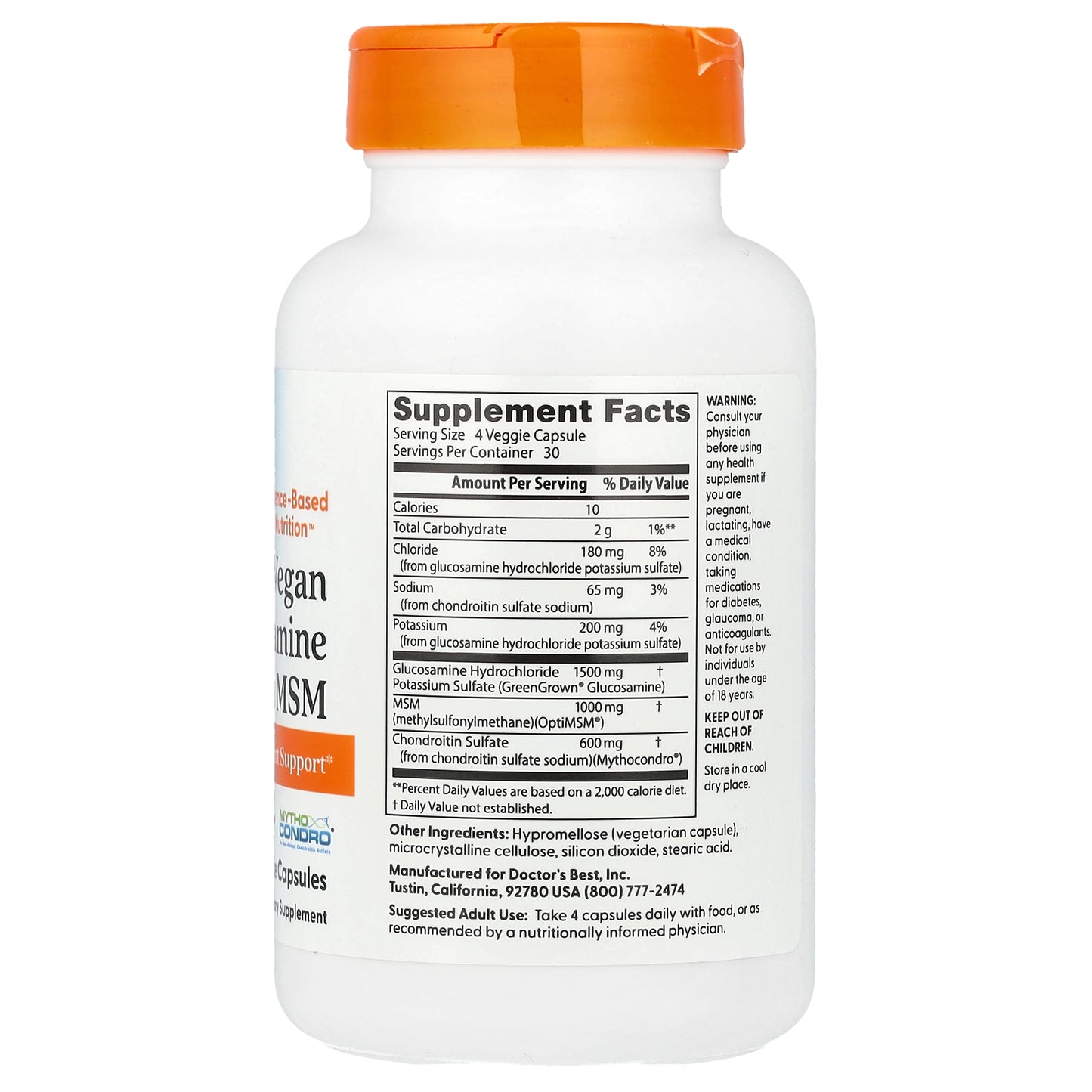 Doctor's Best, Vegan Glucosamine Chondroitin MSM, 120 Veggie Caps