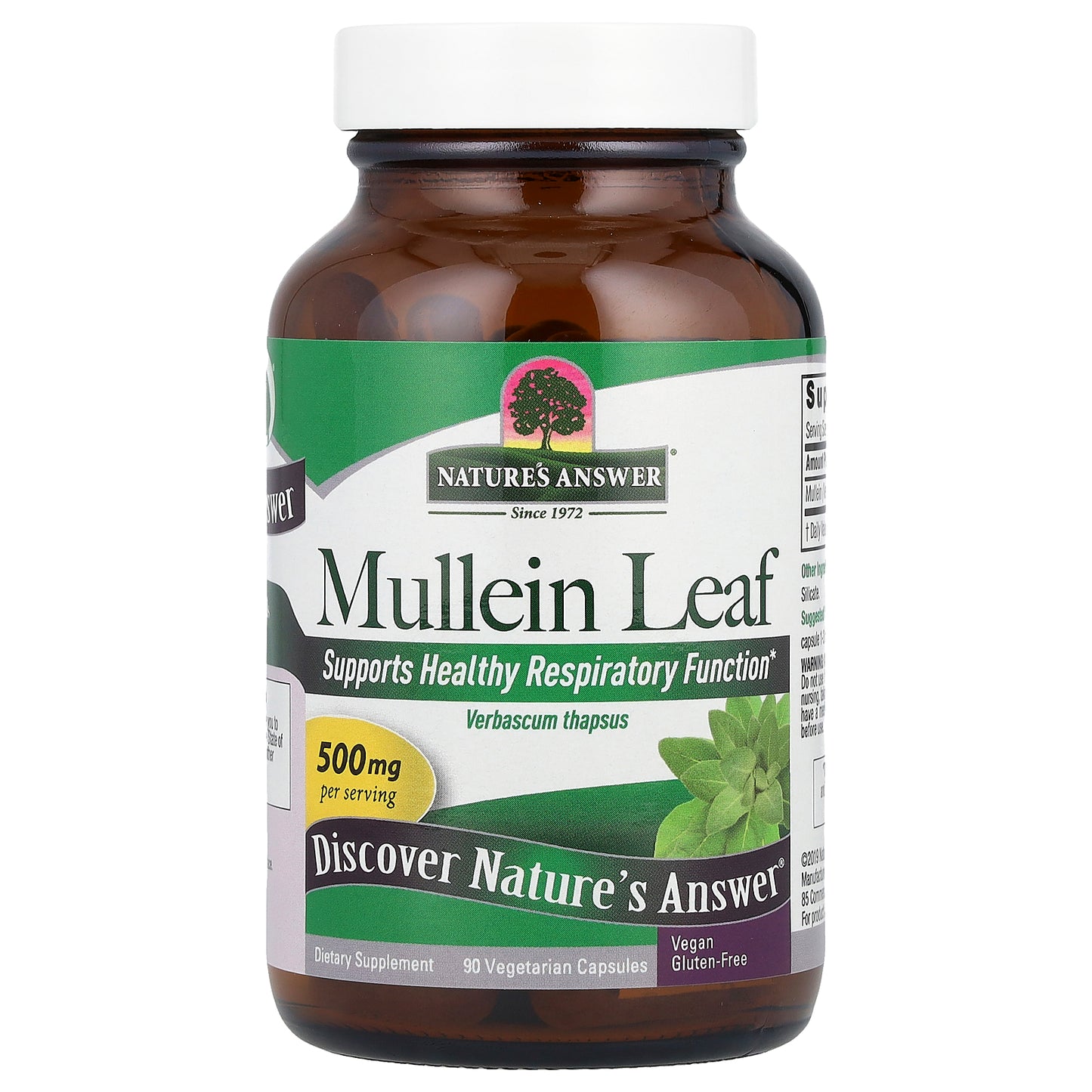 Nature's Answer, Mullein Leaf, 500 mg, 90 Vegetarian Capsules