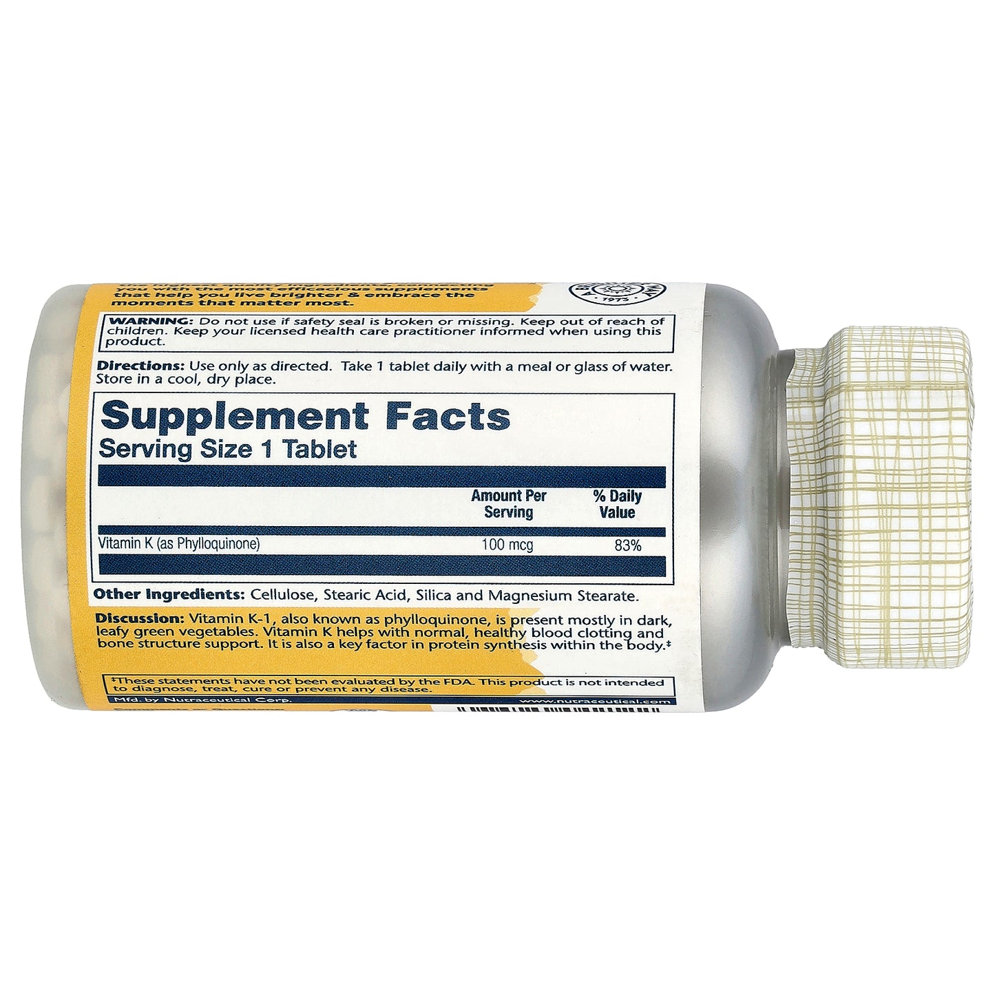 Solaray, Vitamin K, 100 mcg, 100 Tablets