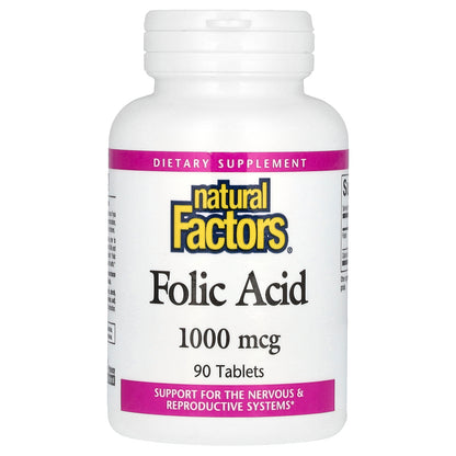 Natural Factors, Folic Acid, 1,000 mcg, 90 Tablets