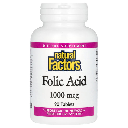 Natural Factors, Folic Acid, 1,000 mcg, 90 Tablets