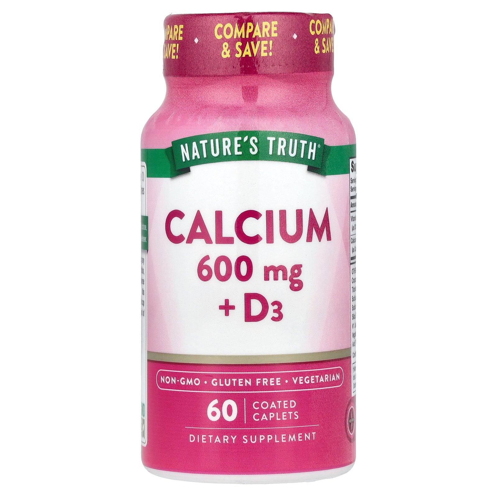 Nature's Truth, Calcium + D3, 60 Coated Caplets