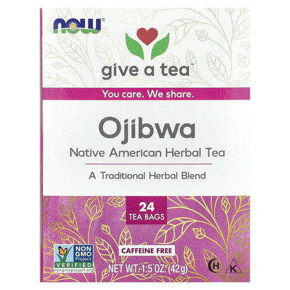 NOW Foods, Ojibwa Tea, Caffeine Free, 24 Tea Bags, 1.5 oz (42 g)
