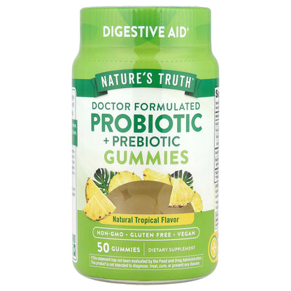 Nature's Truth, Probiotic + Prebiotic Gummies, Natural Tropical, 50 Gummies