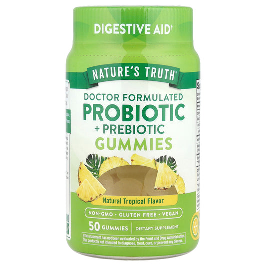 Nature's Truth, Probiotic + Prebiotic Gummies, Natural Tropical, 50 Gummies