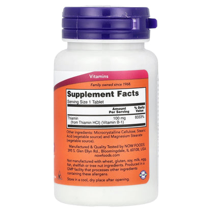 NOW Foods, B-1, 100 mg, 100 Tablets