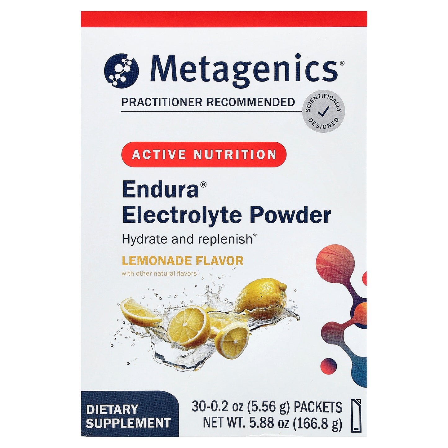 Metagenics, Endura® Electrolyte Powder, Lemonade, 30 Packets, 0.2 oz (5.56 g) Each