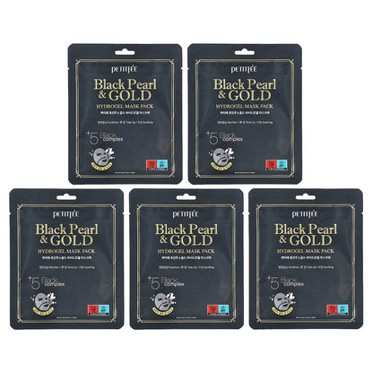 Petitfee, Black Pearl & Gold Hydrogel Beauty Mask Pack, 5 Sheets, 1.12 oz (32 g) Each