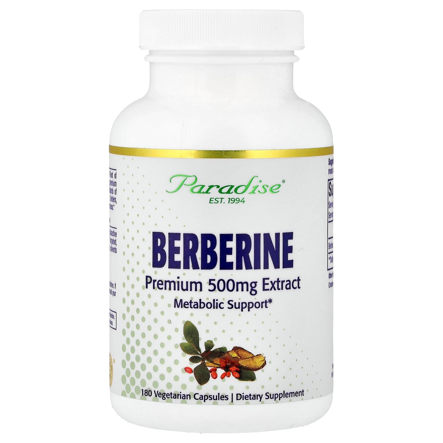 Paradise Herbs, Berberine, 500 mg, 180 Vegetarian Capsules