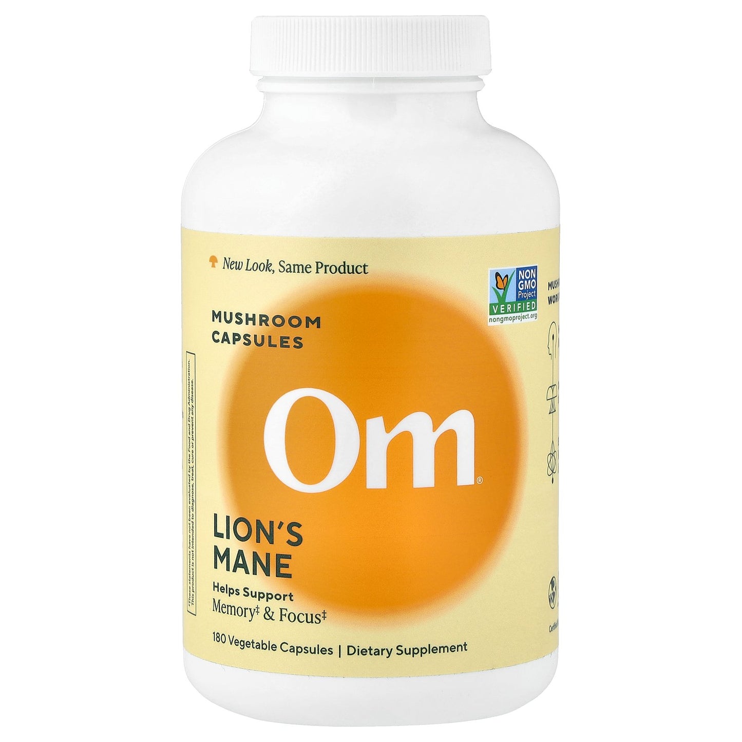 Om Mushrooms, Lion's Mane Mushroom Capsules, 180 Vegetable Capsules (666 mg per Capsule)