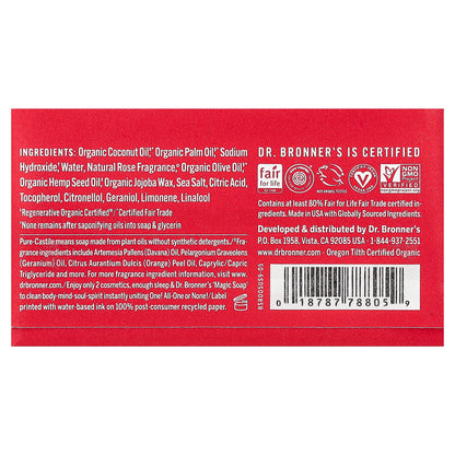 Dr. Bronner's, All-One Pure-Castile Magic Bar Soap, Rose, 5 oz (140 g)