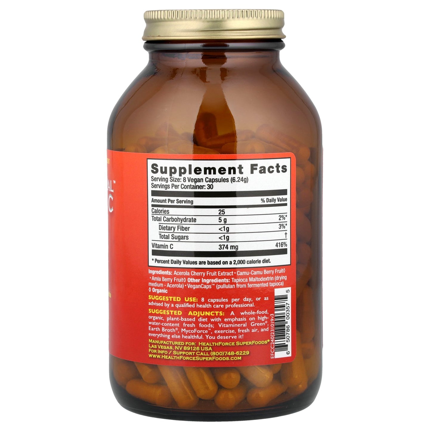 HealthForce Superfoods, Truly Natural™ Vitamin C, 240 Vegan Caps