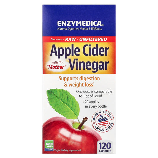 Enzymedica, Apple Cider Vinegar with the Mother, 120 Capsules (355 mg per Capsule)