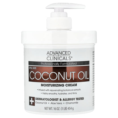 Advanced Clinicals, Coconut Oil Moisturizing Cream, 16 oz (454 g)