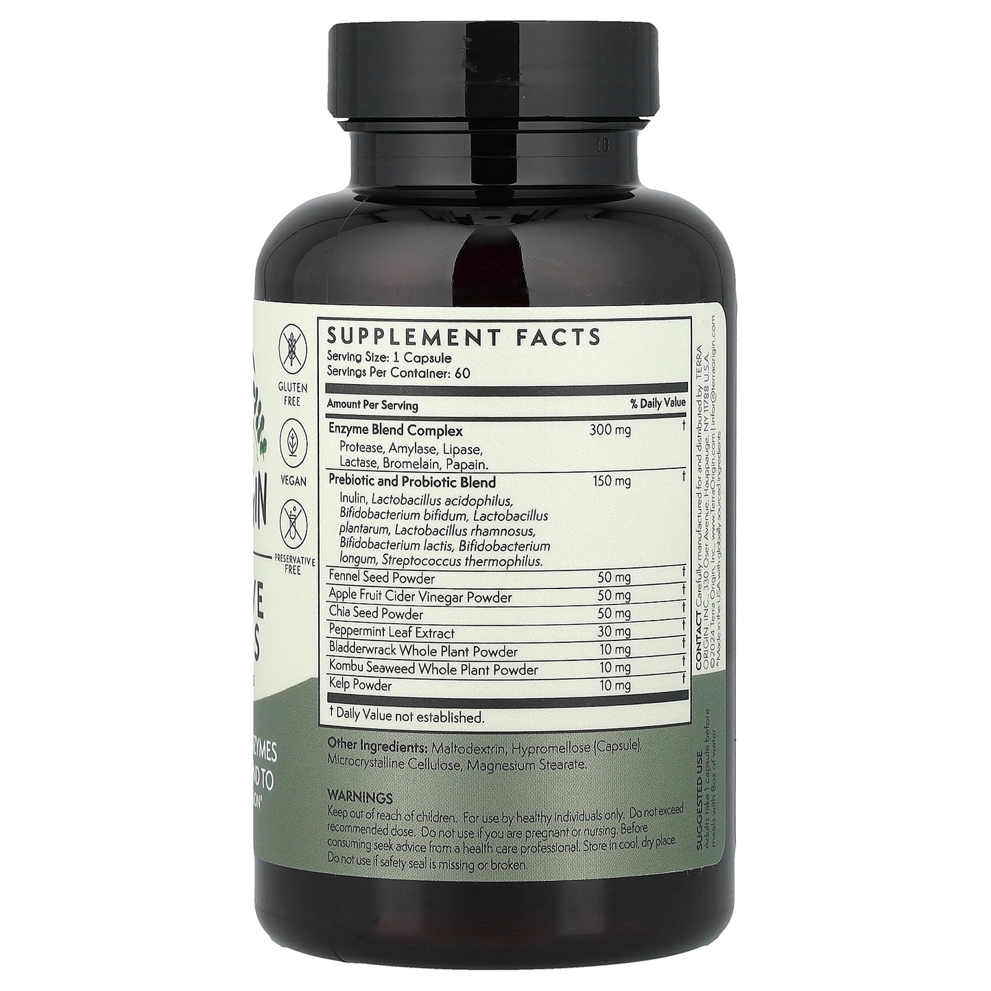 Terra Origin, Healthy Digestive Enzymes, 60 Vegetarian Capsules