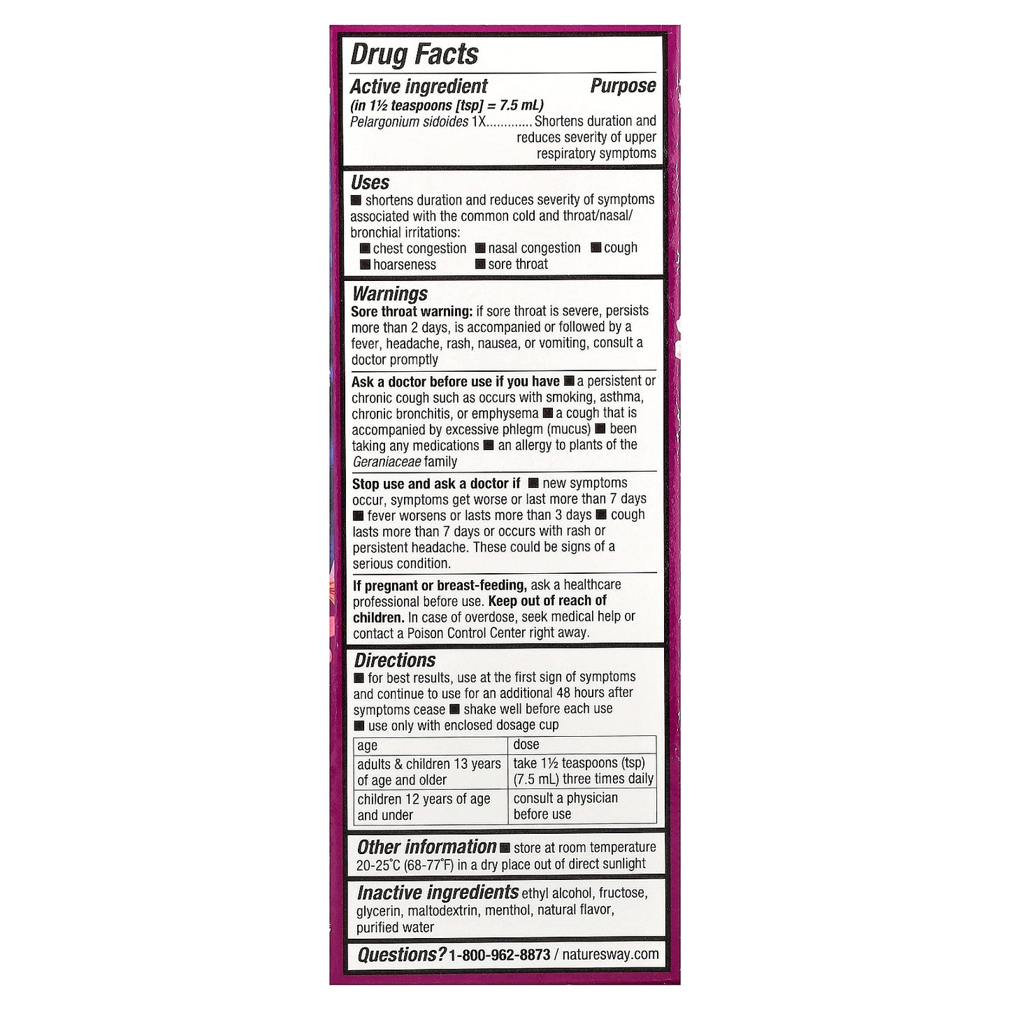 Nature's Way, Umcka®, Cold Relief Syrup, Mint-Menthol , 8 fl oz (240 ml)