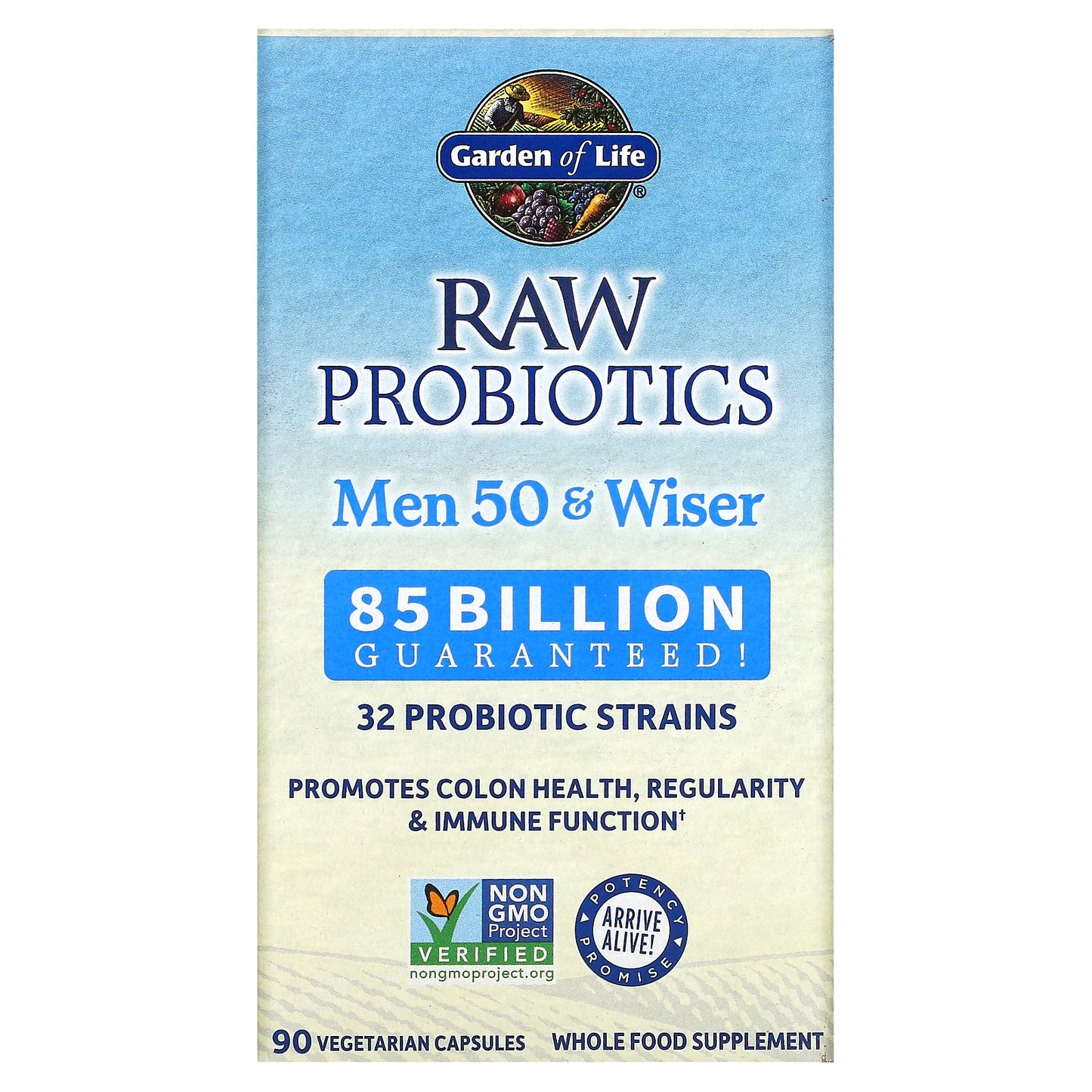 Garden of Life, RAW Probiotics, Men 50 & Wiser, 90 Vegetarian Capsules