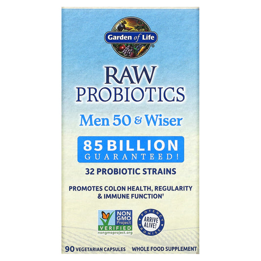 Garden of Life, RAW Probiotics, Men 50 & Wiser, 90 Vegetarian Capsules