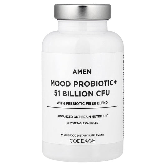 Codeage, Amen, Mood Probiotic+ With Prebiotic Fiber Blend, 60 Vegetable Capsules