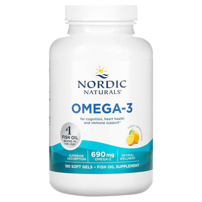 Nordic Naturals, Omega-3, Lemon, 180 Soft Gels (345 mg per Soft Gel)