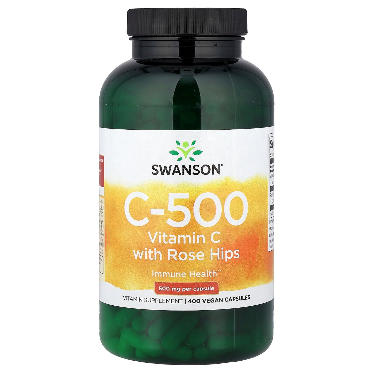 Swanson, C-500, Vitamin C with Rose Hips, 400 Vegan Capsules
