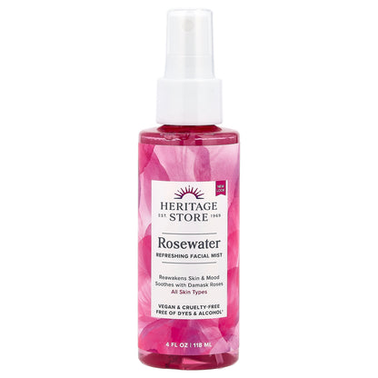 Heritage Store, Rosewater, Refreshing Facial Mist, 4 fl oz (118 ml)