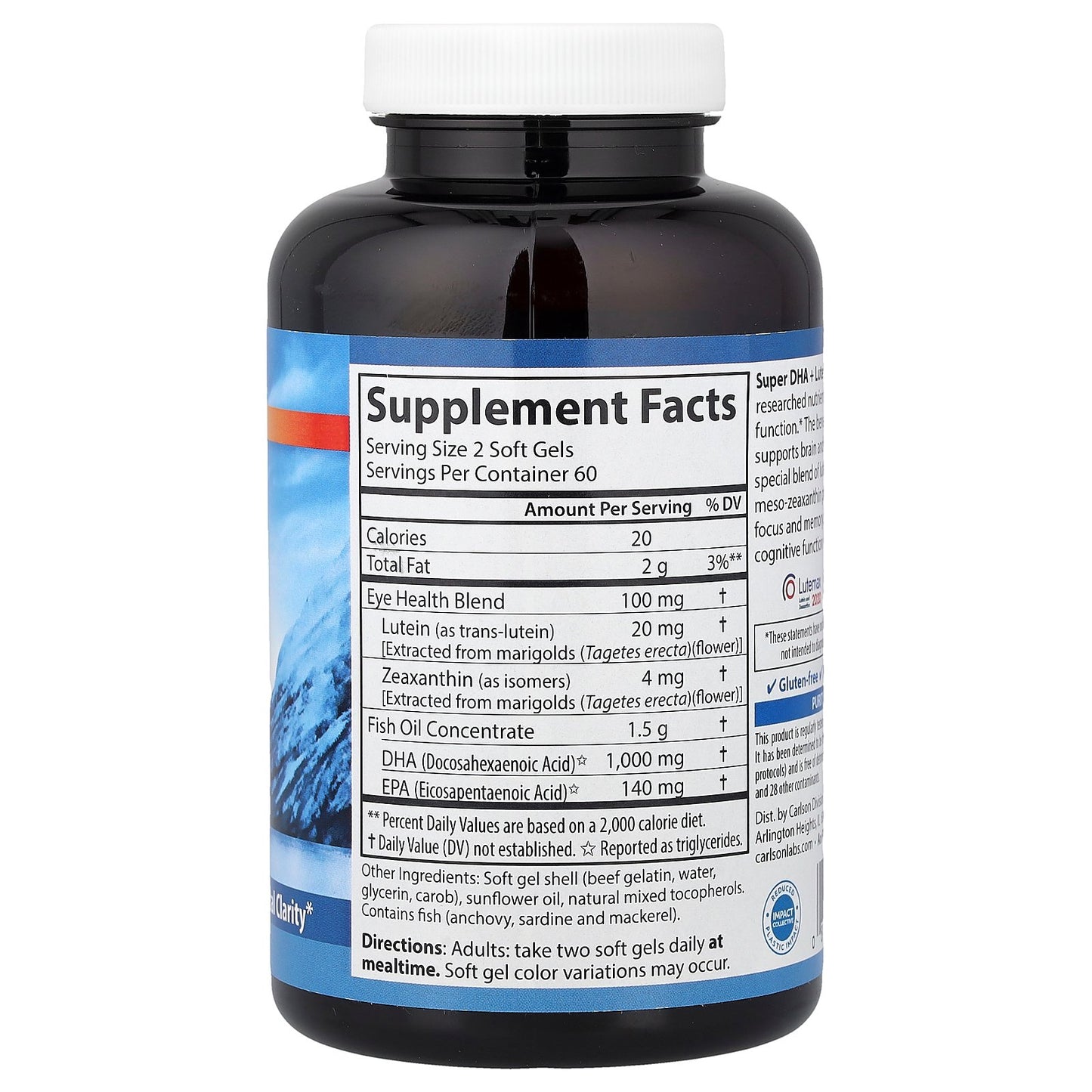 Carlson, Super DHA Plus Lutein, 120 Soft Gels