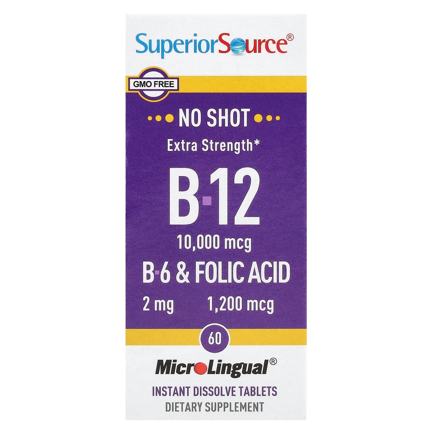 Superior Source, B-12, B-6 & Folic Acid, 60 MicroLingual® Instant Dissolve Tablets