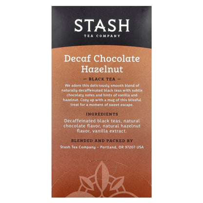 Stash Tea, Black Tea, Chocolate Hazelnut, Decaf, 18 Tea Bags, 1.2 oz (36 g)